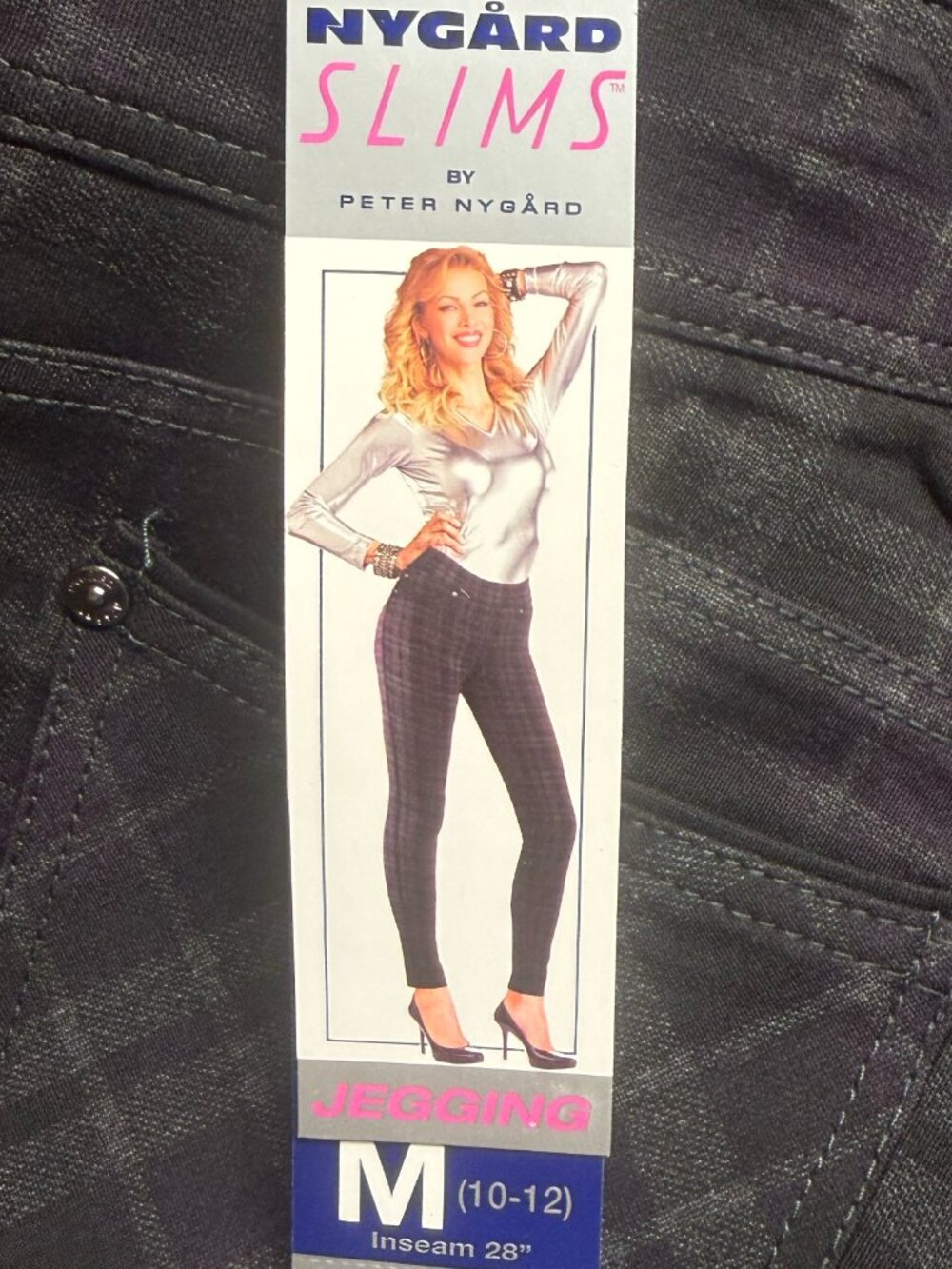 NWT Nygard Slims Plaid Jeggings Medium M 10 12 High Rise Slimming Pants Purple